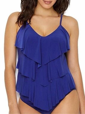 NWT Magicsuit by Miraclesuit Rita Tiered
Ruffle Tankini Top Blue Size 8